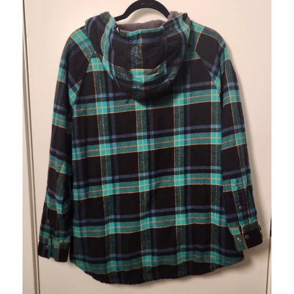 Ski the East Women's Flannel Fleece Lined Henley Hoodie Med Organic Recycled - Picture 2 of 15